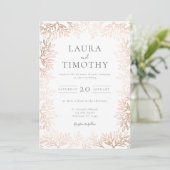 Hochzeit der Rose Gold Floral Border Typografy Einladung (Stehend Vorderseite)