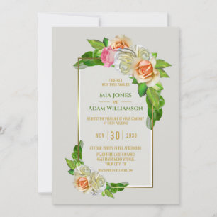 Hochzeit der Rose Goldbrasse Einladung