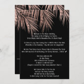 Hochzeit der Rose mit dem Gold der tropischen Palm Einladung (Vorne/Hinten)