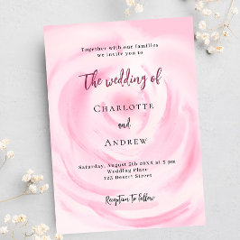 Hochzeit der Rose Soft pink Einladungspostkarte