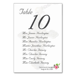 Hochzeit der Rose Tischnummer