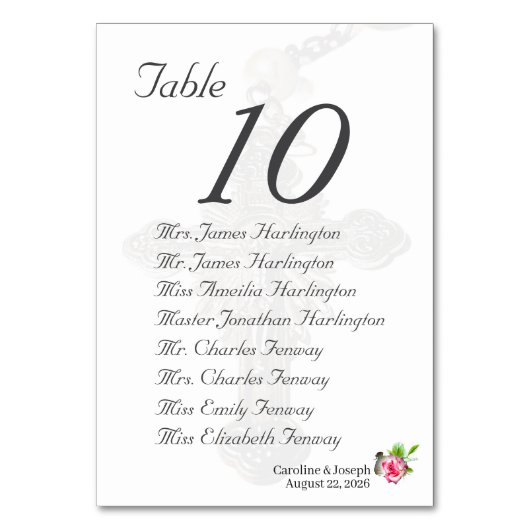 Hochzeit der Rose Tischnummer (Rückseite)