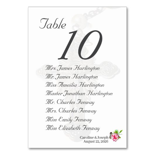 Hochzeit der Rose Tischnummer (Vorderseite)