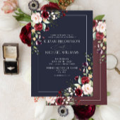 Hochzeit der roten Blütenblume Burgund Rote Flora Einladung