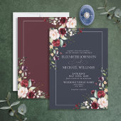 Hochzeit der roten Blütenblume Burgund Rote Flora Einladung