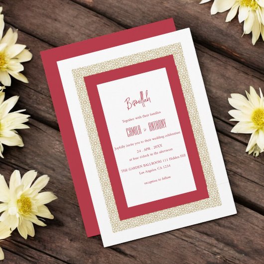 Hochzeit der roten islamischen Geometrie Einladung