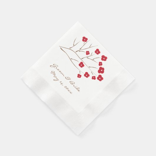 Hochzeit der Roten Kirsche der Baumzweigung Serviette (Ecke)