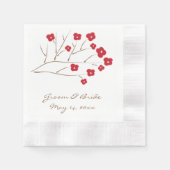 Hochzeit der Roten Kirsche der Baumzweigung Serviette (Vorderseite)