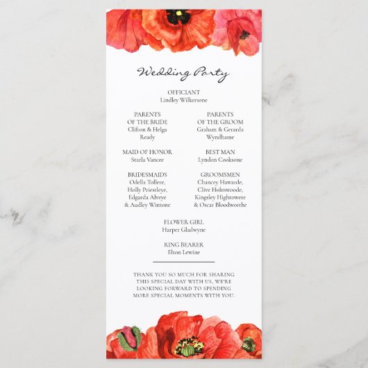 Hochzeit der Roten Popper Programm (Rückseite)