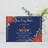 Hochzeit der roten weißen und blauen Marine Save The Date (Stehend Vorderseite)
