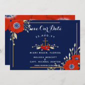 Hochzeit der roten weißen und blauen Marine Save The Date (Vorne/Hinten)