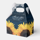 Hochzeit der Rustikalen Navy Blue Wood Sunflower Geschenkschachtel (Rückseite)
