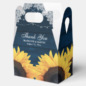 Hochzeit der Rustikalen Navy Blue Wood Sunflower Geschenkschachtel (Geöffnet)