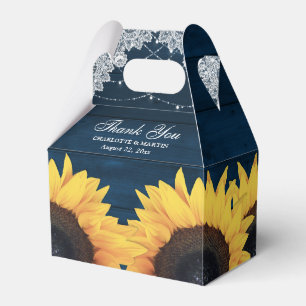 Hochzeit der Rustikalen Navy Blue Wood Sunflower Geschenkschachtel