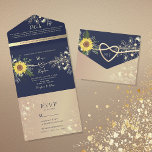 Hochzeit der Rustikalen Sonnenblumen All In One Einladung<br><div class="desc">Feiern Sie Ihren großen Tag mit dieser rustikalen Sonnenblume und marineblauen Hochzeitseinladung - perfekt für Hochzeiten im Herbst, Stalllokale und Blumenfeiern. Mit handbemalten gelben Sonnenblumen, eleganten Akzenten der Marine und einem natürlichen rustikalen Hintergrund verbindet dieses Design Charme und Eleganz in einem einfachen Paket. Dieses komfortable All-in-One-Format beinhaltet Ihre Hochzeitsdetails, eine...</div>