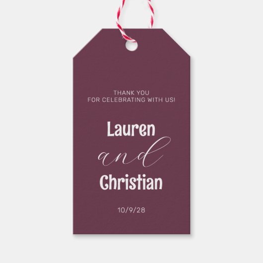 Hochzeit der Schrift Plum Square Geschenkanhänger (Vorderseite)