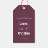Hochzeit der Schrift Plum Square Geschenkanhänger (Rückseite)