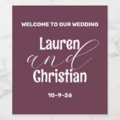Hochzeit der Schrift Plum Square Weinetikett (Einzelnes Label)