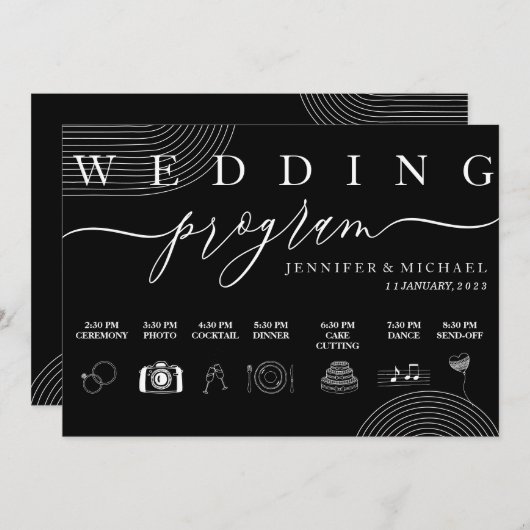 Hochzeit der Schwarzen geometrischen Icon Timeline Programm (Vorne/Hinten)