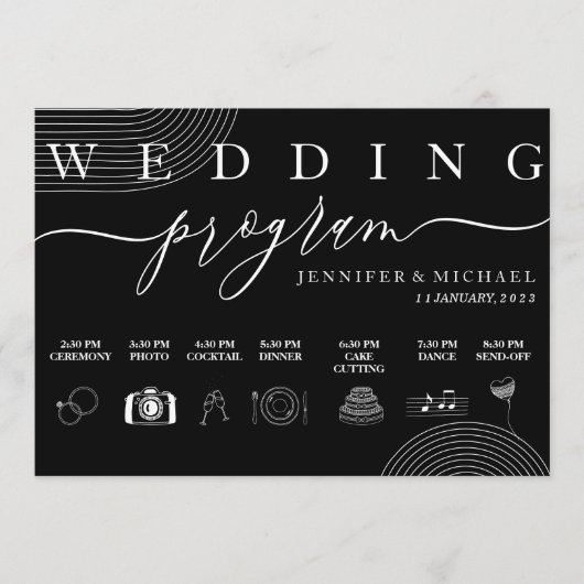 Hochzeit der Schwarzen geometrischen Icon Timeline Programm (Vorderseite)