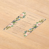 Hochzeit der Seeschifffahrt, Blauen und rosa Blume Acryleinladungen (Ablage )