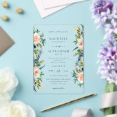 Hochzeit der Seeschifffahrt, Blauen und rosa Blume Acryleinladungen (In Situ (Hochzeit))