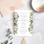 Hochzeit der Seeschifffahrt, Blauen und rosa Blume Einladung