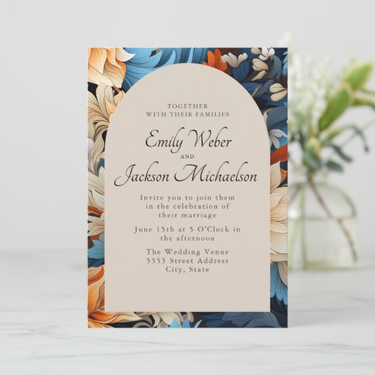 Hochzeit der Seestreitkräfte Ivory Orange Arch Einladung (Stehend Vorderseite)