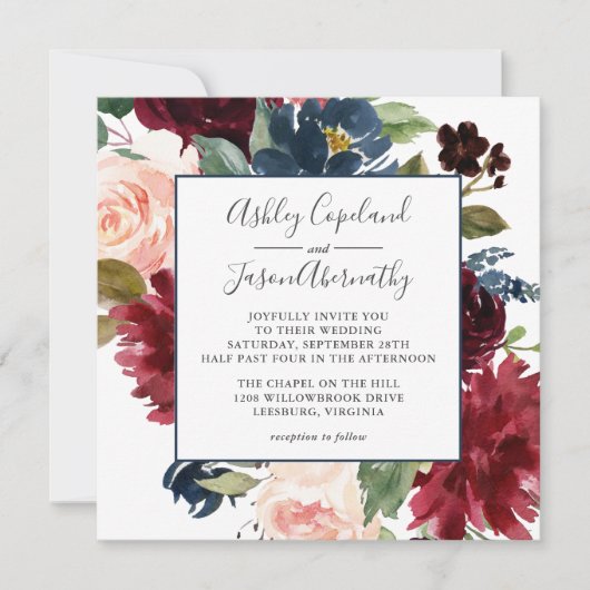 Hochzeit der Seestreitkräfte und der Burgunder Was Einladung (Vorderseite)