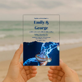 Hochzeit der Seestreitkräfte unter der Meeresquall Acryleinladungen