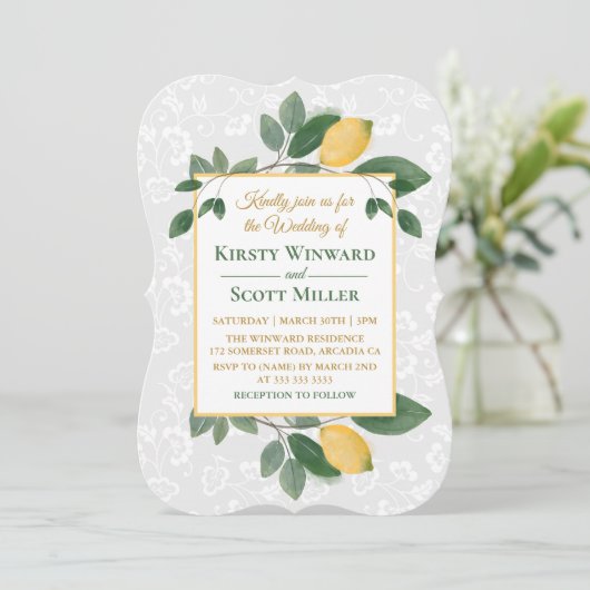 Hochzeit der sizilianischen Zitronen Einladung (Stehend Vorderseite)