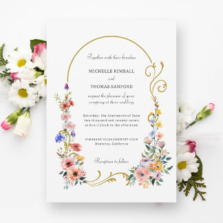 Hochzeit der Sommerarche der Wildblume Watercolor Einladung