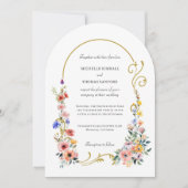 Hochzeit der Sommerarche der Wildblume Watercolor Einladung (Vorderseite)