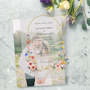 Hochzeit der Sommerarche der Wildblume Watercolor Pergament Einladungen