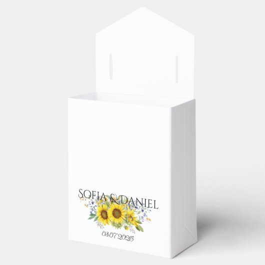 Hochzeit der Sonnenblume, Aquarellblau Wildblume Geschenkschachtel (Geöffnet)