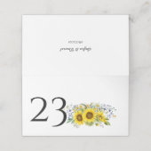 Hochzeit der Sonnenblume, Aquarellblau Wildblume Platzkarte (Außenseite Aufgefaltet)