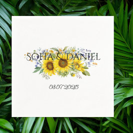 Hochzeit der Sonnenblume, Aquarellblau Wildblume Serviette