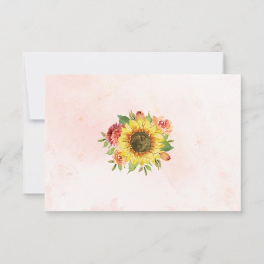 Hochzeit der Sonnenblumen Korallenflora RSVP Karte (Rückseite)