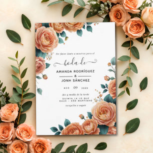 Hochzeit der spanischen Korallenflora Einladung