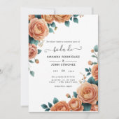 Hochzeit der spanischen Korallenflora Einladung (Vorderseite)