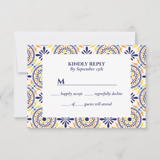 Hochzeit der spanischen Marine Yellow Tile Einladung (Vorderseite)