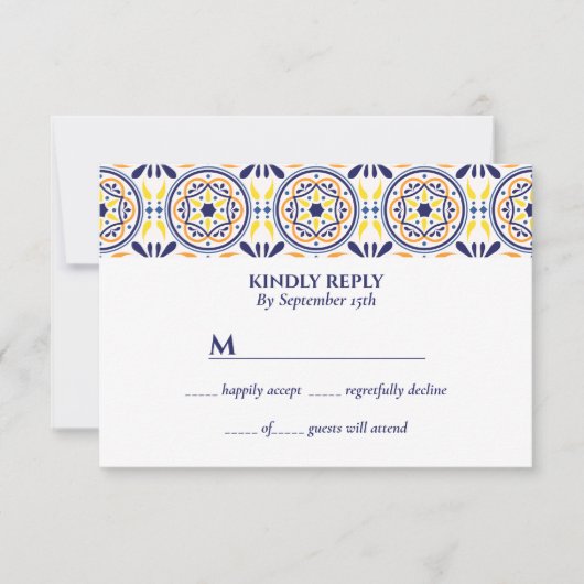 Hochzeit der spanischen Marine Yellow Tile Einladung (Vorderseite)