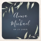 Hochzeit der stimmungsvollen Marine mit minimalem Rechteckiger Pappuntersetzer (Vorderseite)