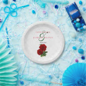 Hochzeit der tiefen Rote Rose Pappteller (Party)