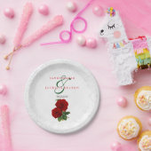 Hochzeit der tiefen Rote Rose Pappteller (Party)