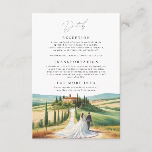 Hochzeit der Toskana Aquarellbilder Skyline Begleitkarte (Vorderseite)