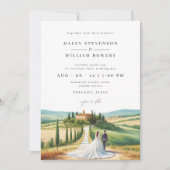 Hochzeit der Toskana Aquarellbilder Skyline Einladung (Vorderseite)