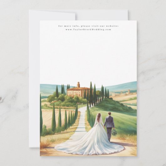 Hochzeit der Toskana Aquarellbilder Skyline Save The Date (Rückseite)