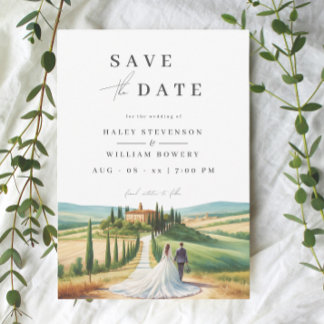 Hochzeit der Toskana Aquarellbilder Skyline Save The Date