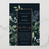 Hochzeit der tropischen Fauna mit schwarzem grünem Folieneinladung (Vorderseite)